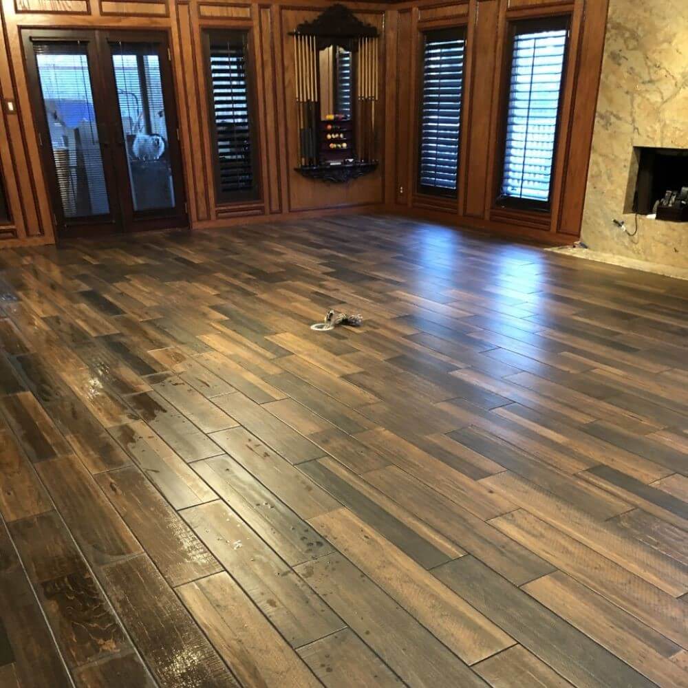 Wood look flooring installed 